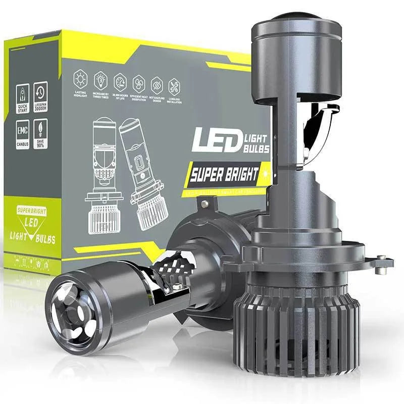 XTG GT4 LED Headlight Bulbs H4 Projector Lens Hi Lo Beam Int