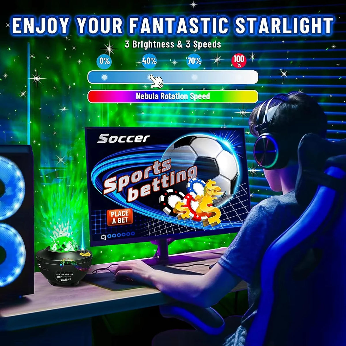 LED Starry Sky Galaxy Projector Night Light BT Music Player 