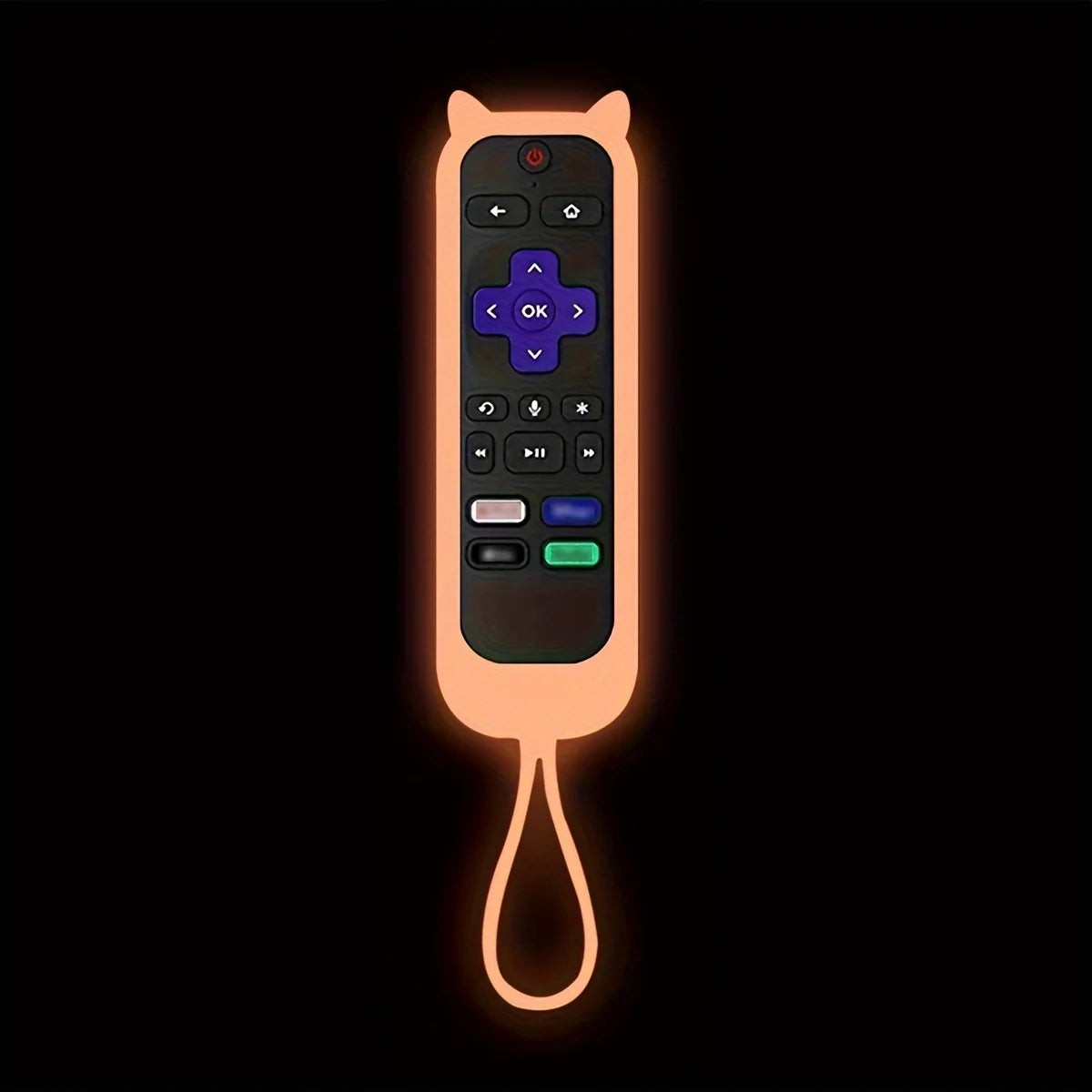 Glow in the Dark Cute Cat s Ears Shaped Silicone Universal Remote Control Cover with for TCL Hisense Roku TV Remote Control