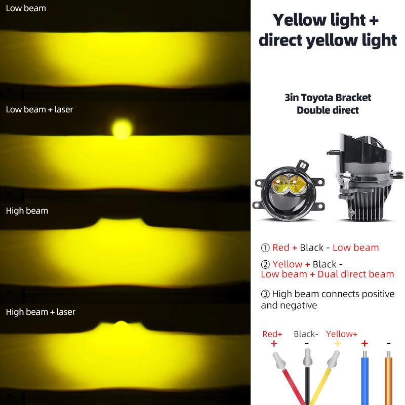 3.0Inch Led Projector Laser Lens Fog Lamp White Light 6000K 4300K H11 HB3 9005 Led Canbus Car Headlight Bulb Bi-led Fog Lights