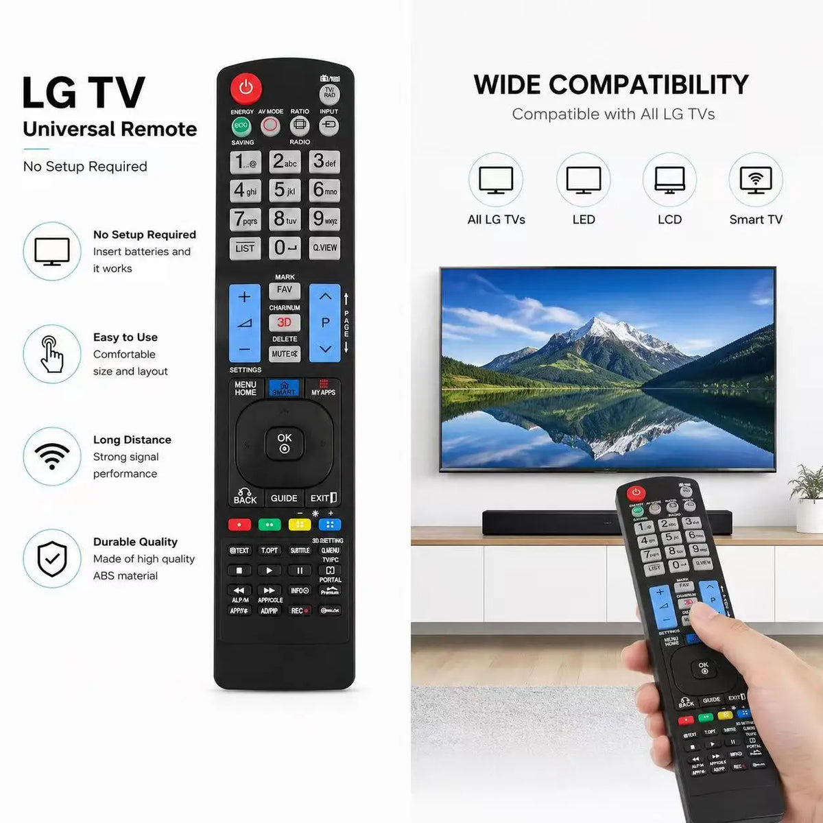Replacement Remote Control For LED LCD TV Hardware AKB737565