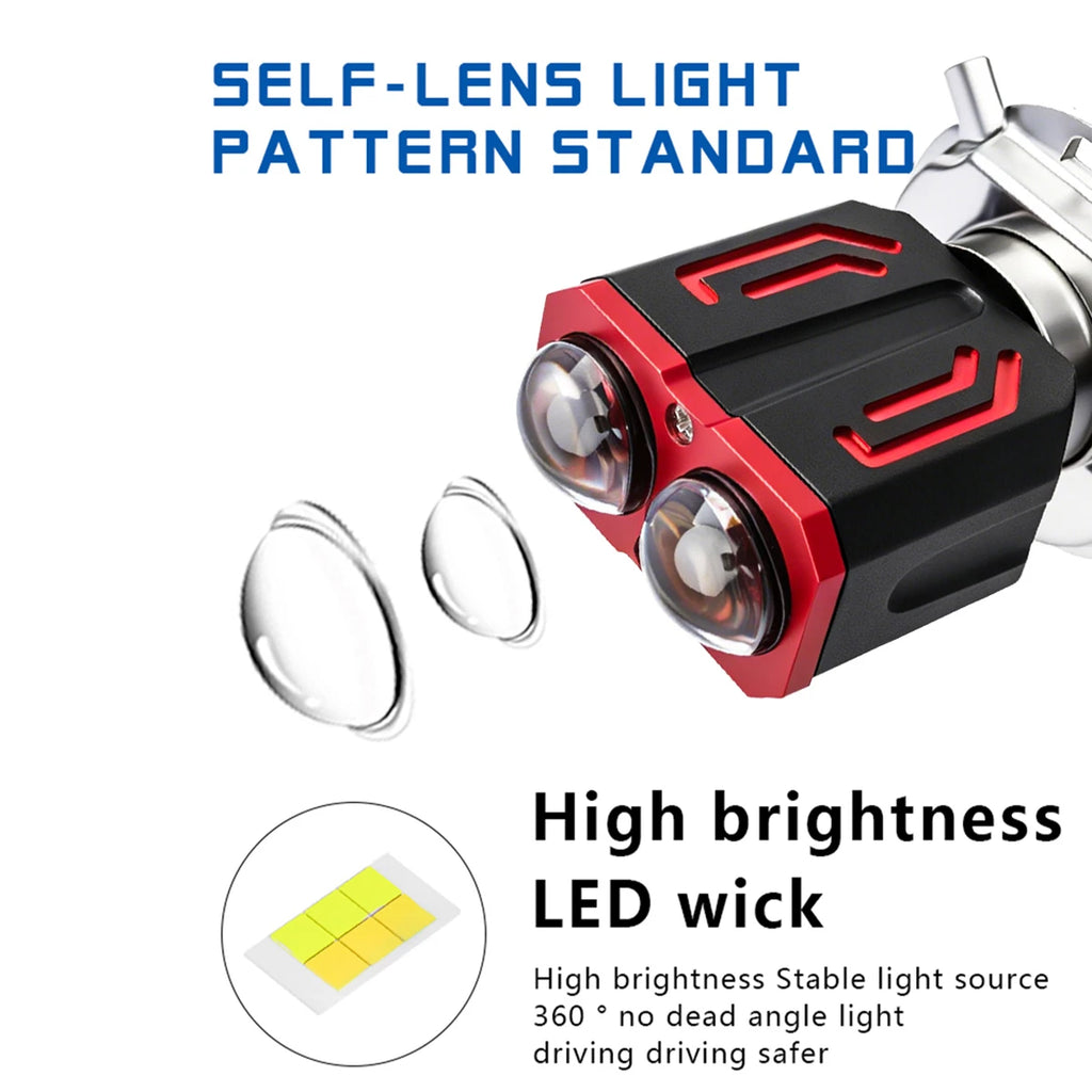 1Pc H4 BA20D H6 LED Bulb Motorcycle Headlight Bulb CSP Proje