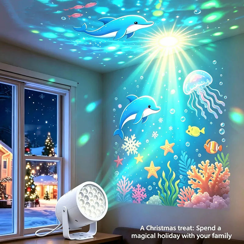 Ocean Kids Night Light LED Christmas Dynamic Snowflake Proje