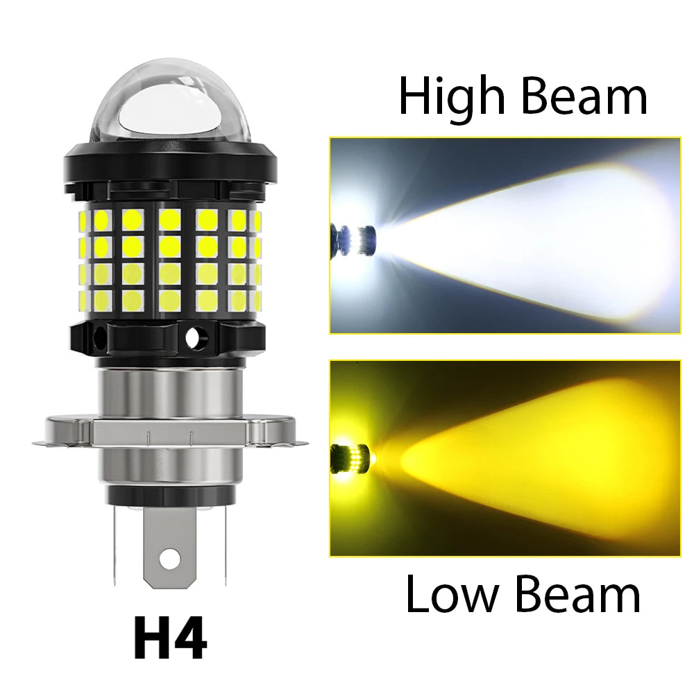 Oprah H4 LED H6 BA20D Motorcycle Headlight Bulb CSP Projector Lens White Yellow Hi/Lo Beam Lamp For Moto Scooter Accessories 12V