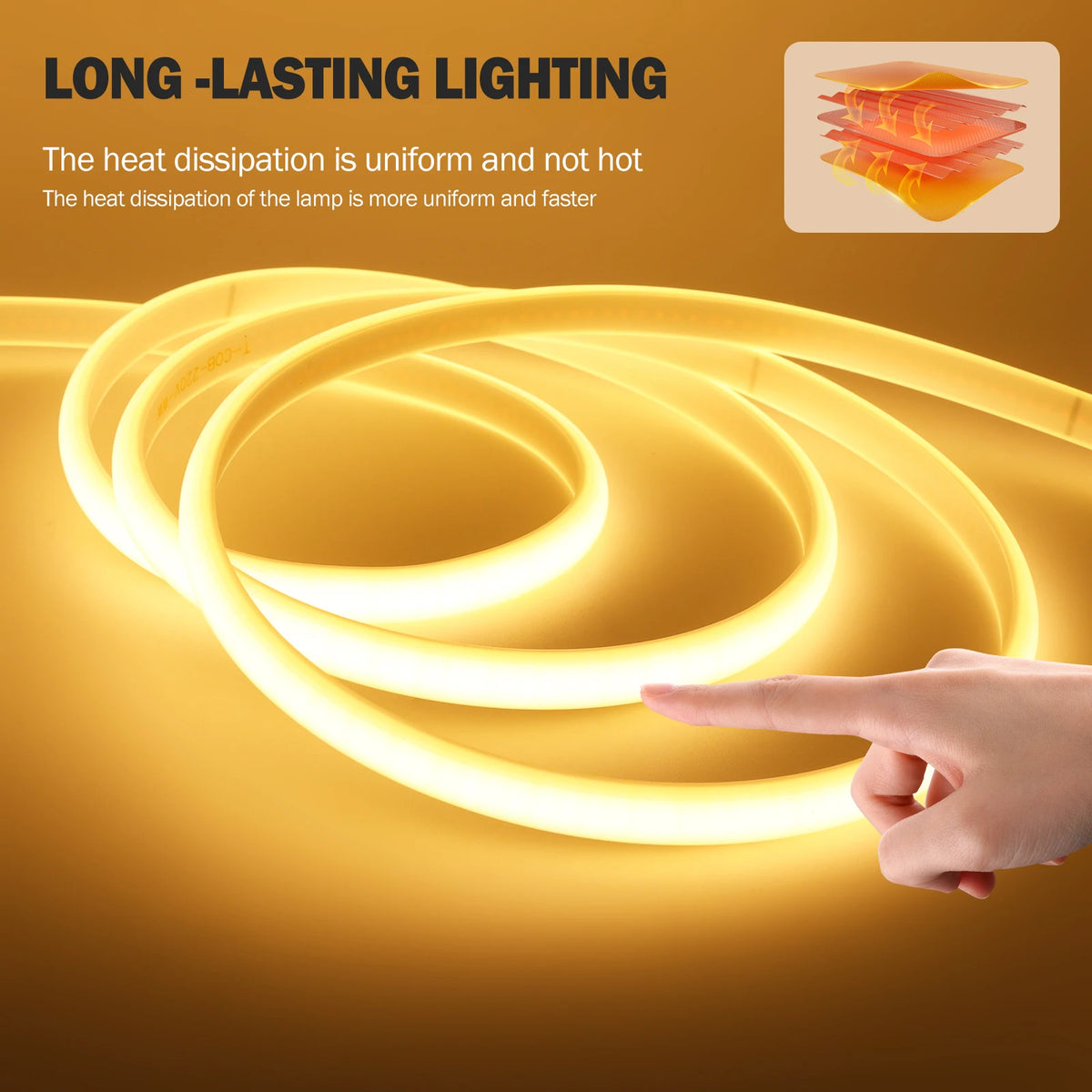 1-50M 220V COB LED Neon Strip Light IP67 Waterproof With Swi