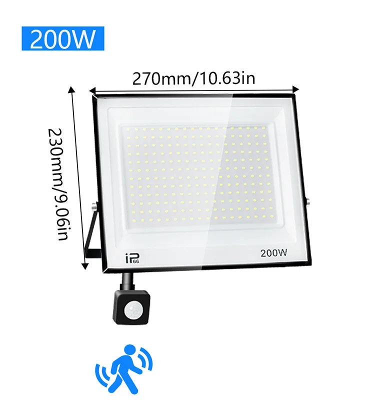LED Floodlight Motion Sensor AC220V 110V 30W 50W 70W 100W 150W 200W Waterproof Outdoor Projector Exterior Spotlight Outdoor lamp