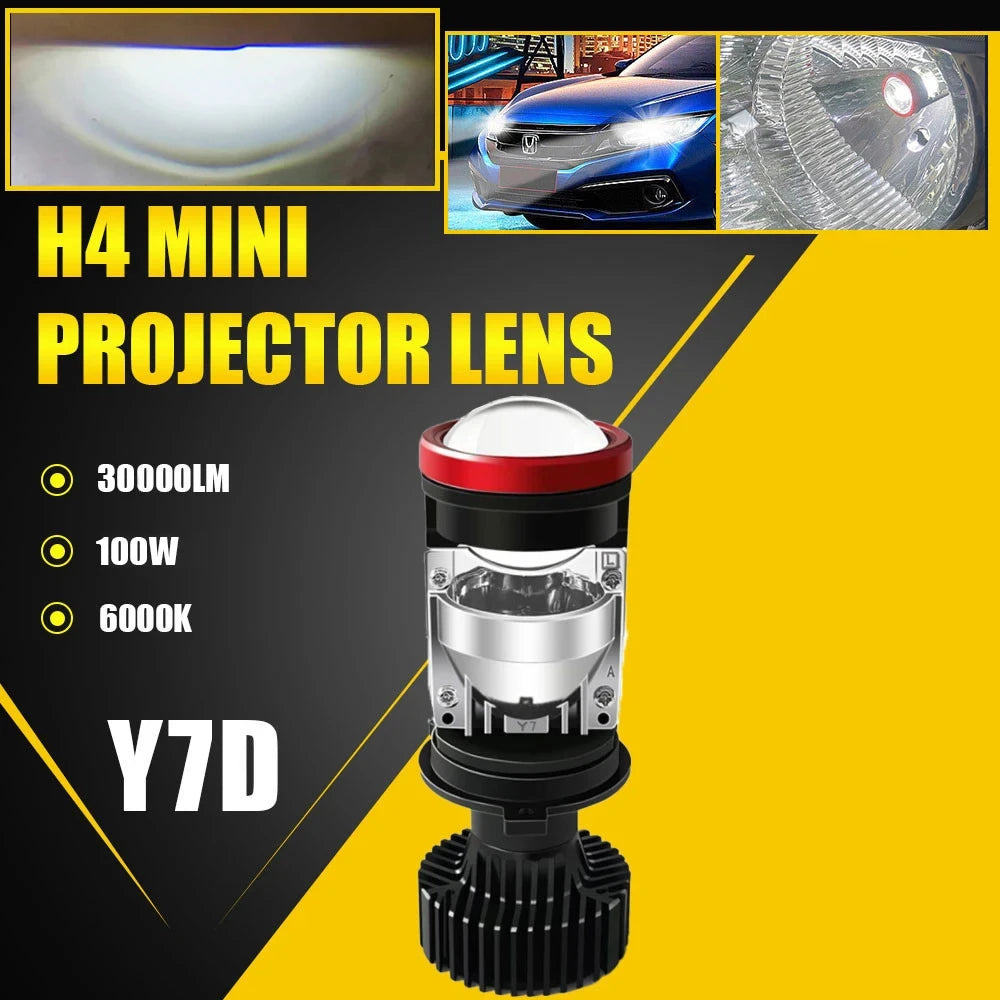 2pcs 100W Y7D H4 Super Bright LED Headlight Car H4 Mini Proj