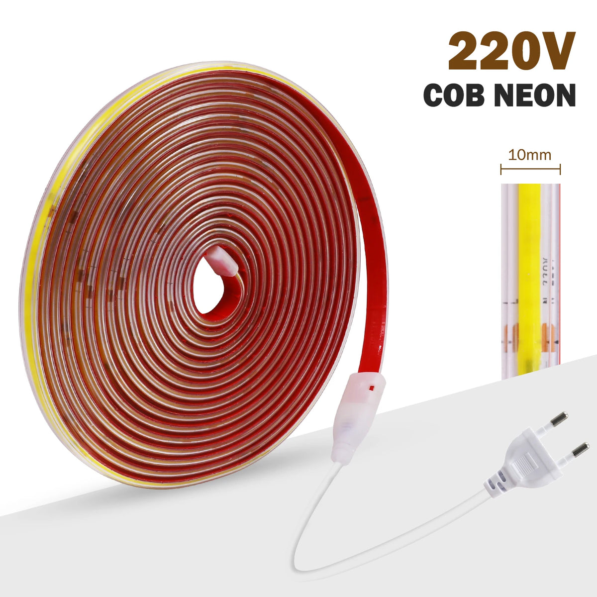 AC 220V COB Strip IP65 Waterproof 10CM Cut 240Leds/M 3000K 4