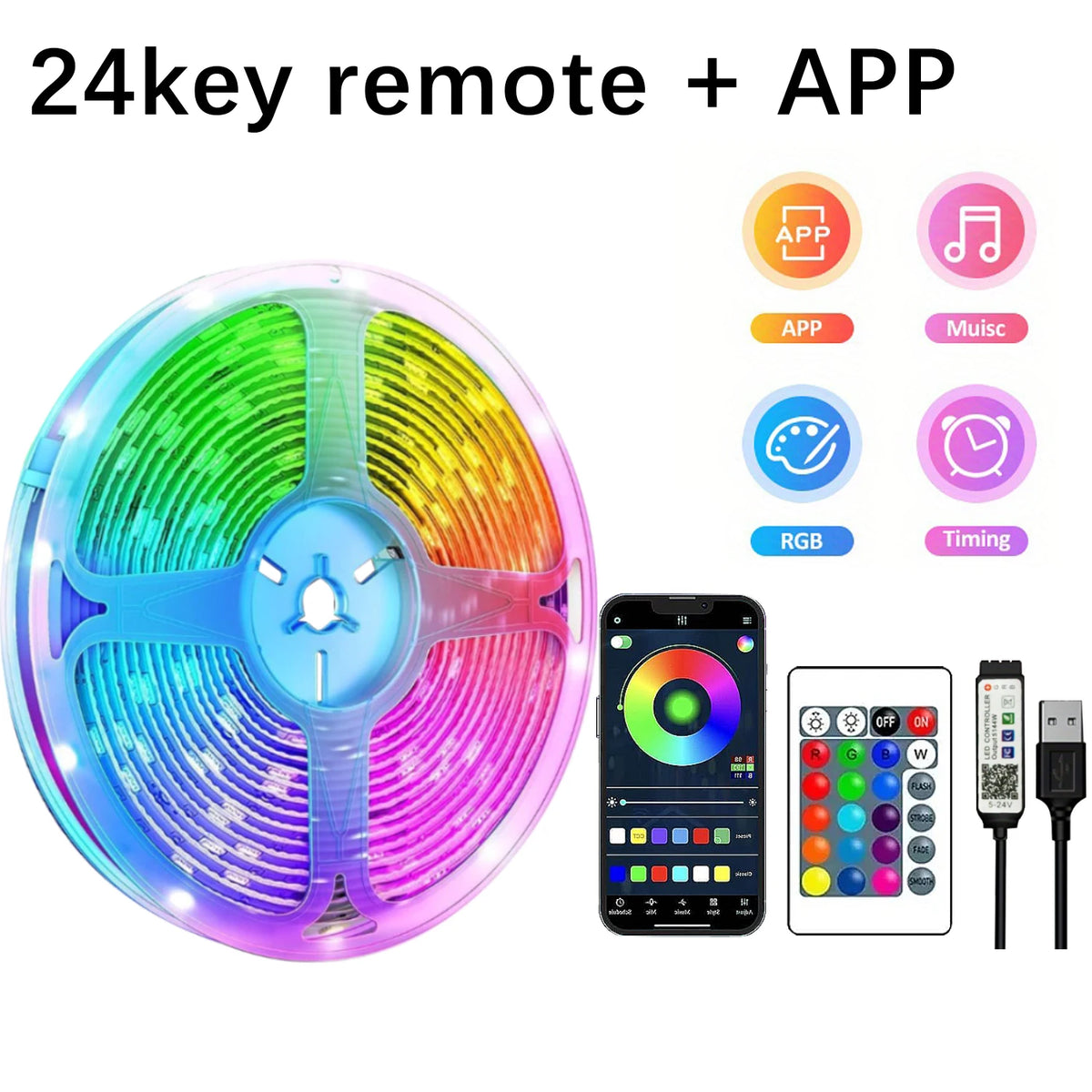 5V USB Led Lights for Room RGB Led Strip Lights 10m 20m 30m Flexible Ribbon Diode Tape for Room Bedroom Decor TV Backlights