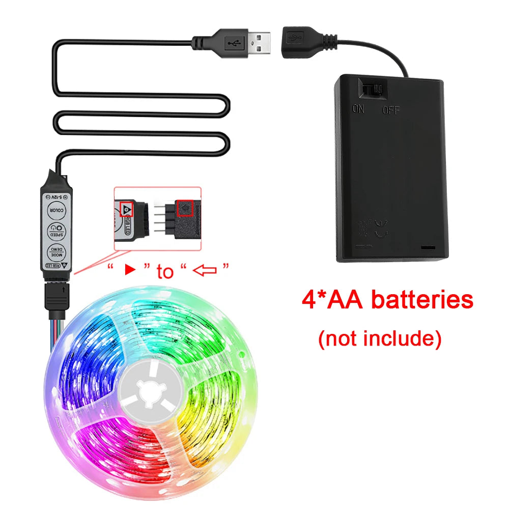 Battery Led Strip Lights RGB Led Strip Flexible Ribbon with 