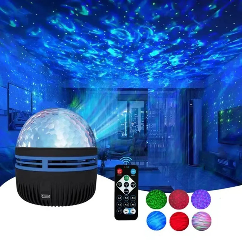 LED Starry Galaxy Projector Rotating Night Light RGB Smart Remote Control Aurora Star Sky Atmosphere Lamp For Home Party Decor