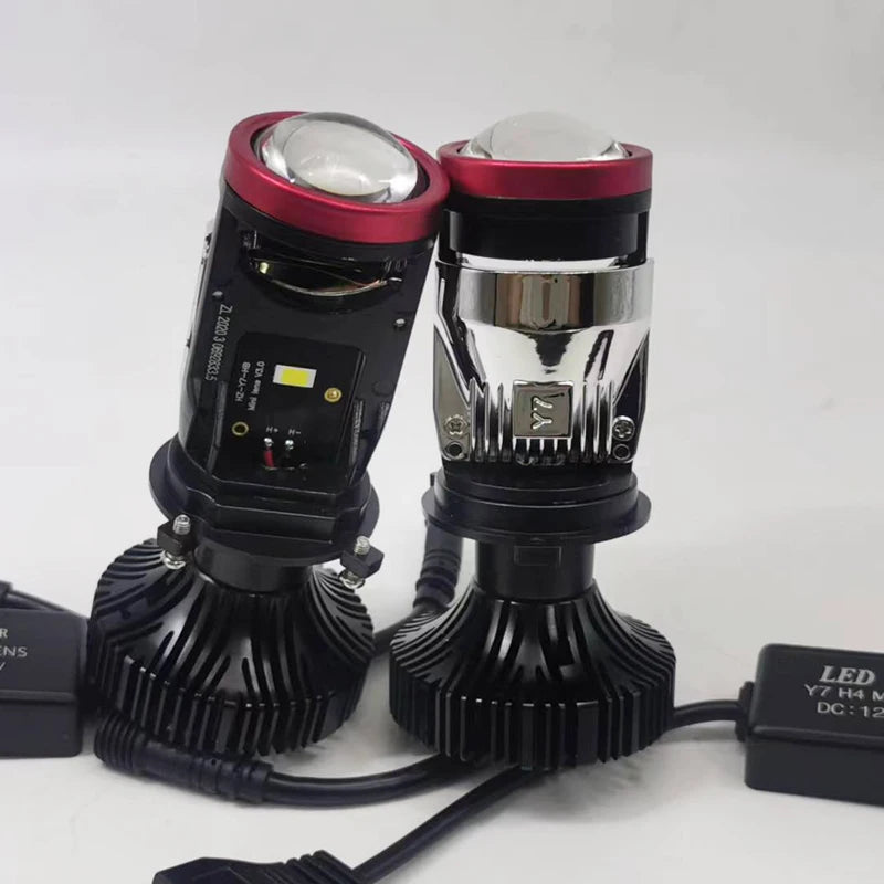 2pcs H4 LED Projector Mini Lens Auto H4 LED Headlight Bulbs Kit Conversion High Beam Low Beam 120W Turbo Fan Car Light Lamp