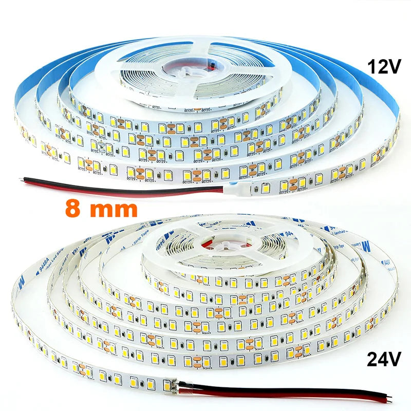 5mm 8mm LED Strip 2835 DC24V 12V 120LEDs/m Home Lamp Strips 