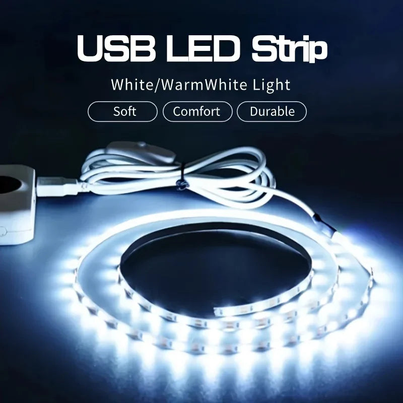 5V USB LED Lights Strip Button Switch Flexible Ribbon SMD352