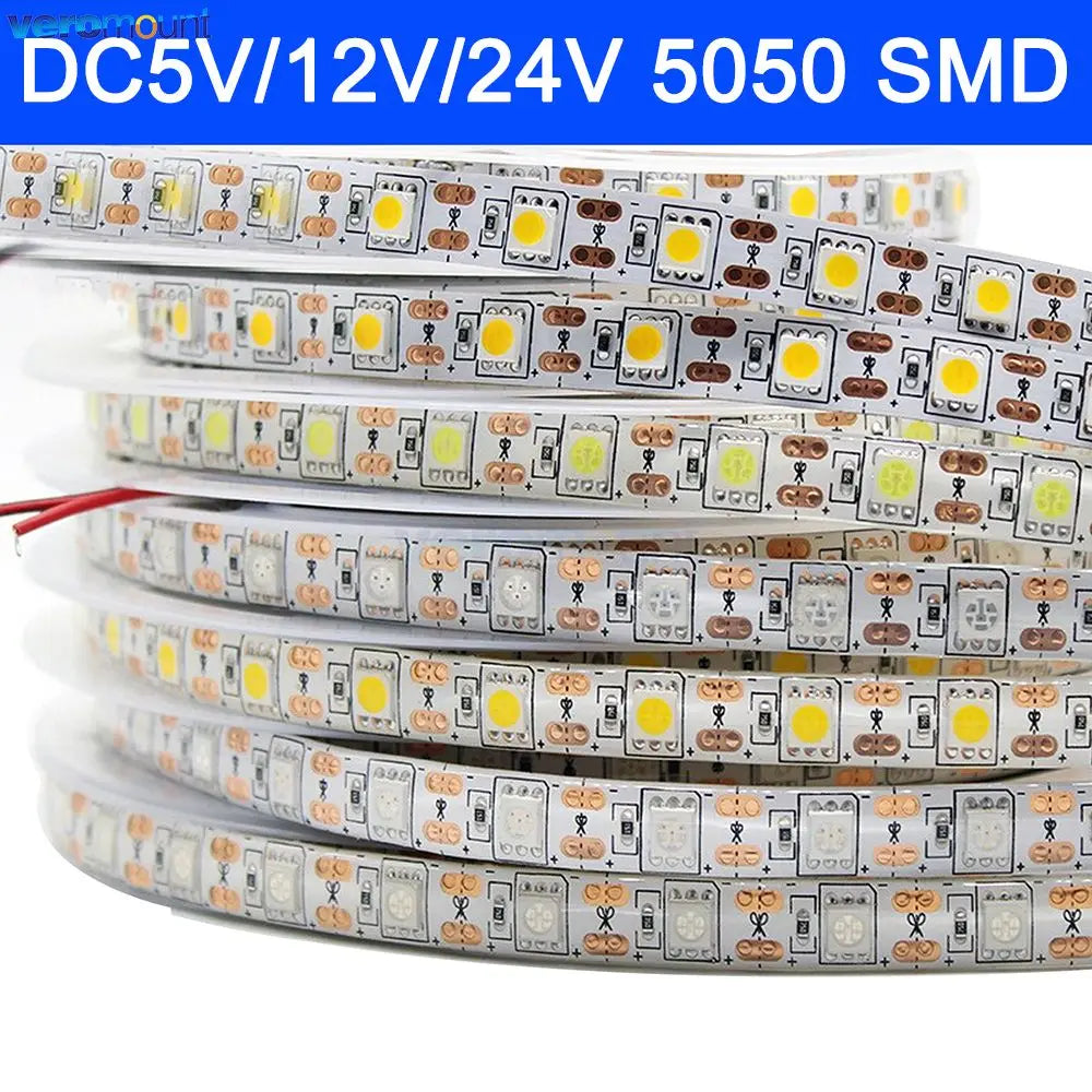 5m DC5V 12V 24V SMD 5050 LED Strip Light TV Backlight IP20 I