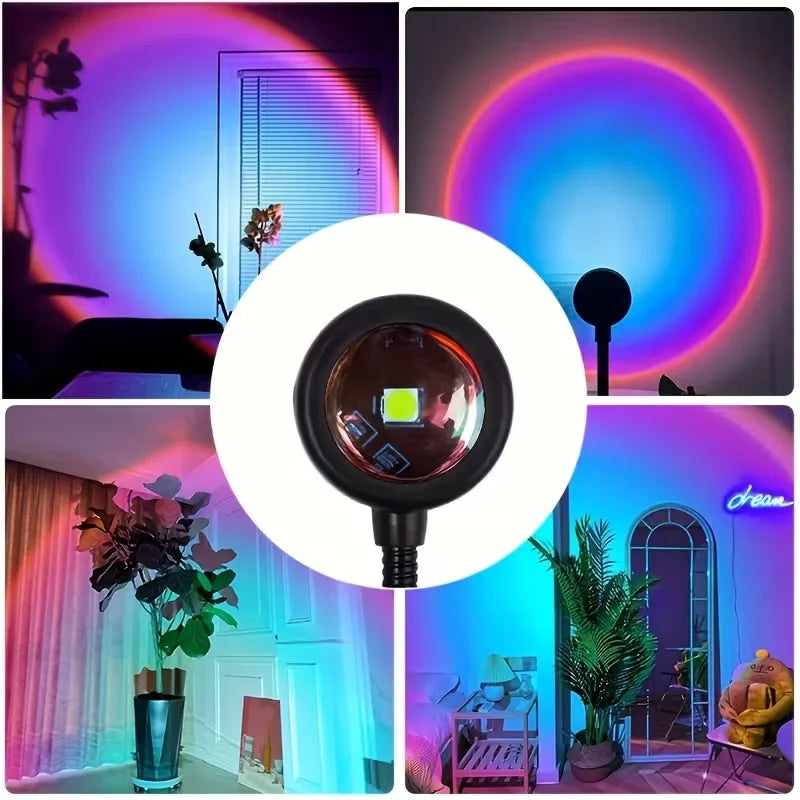 Sunset Projector LED Lamp Art Deco Style Metal and Crystal U