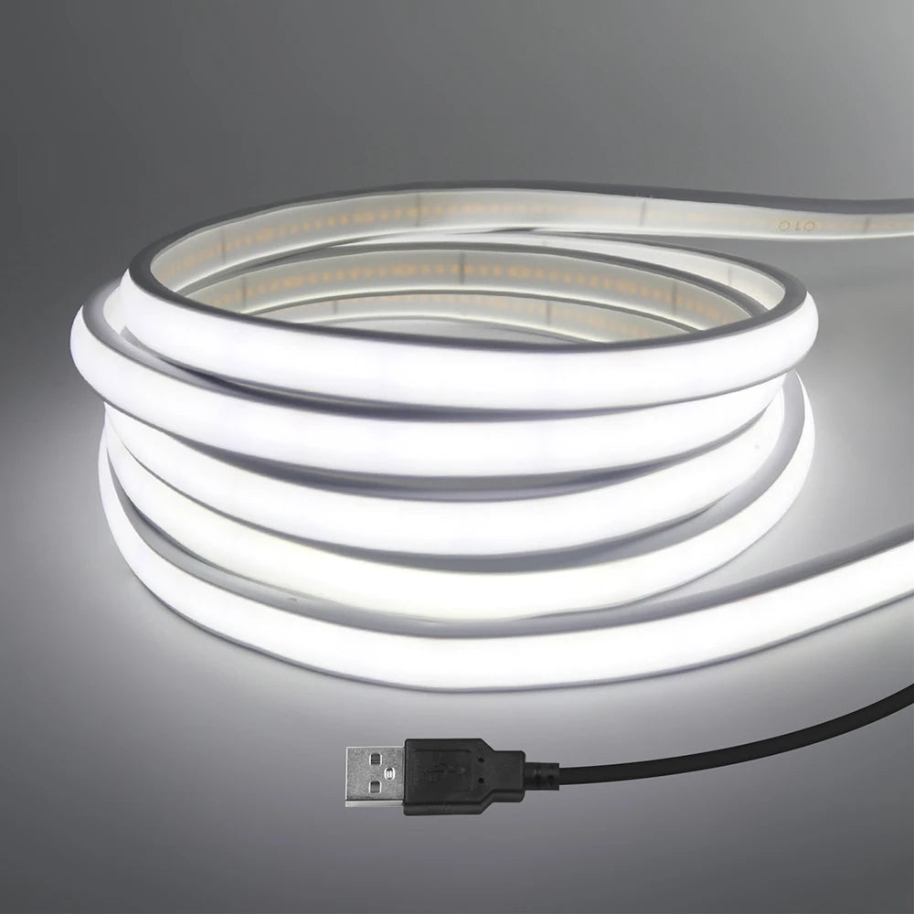 USB COB Neon Strip Light DC 5V 320LED/m Flexible Silicone Rope Light for Home Kitchen Cabinet TV Backlight 3000K 4000K 6000K