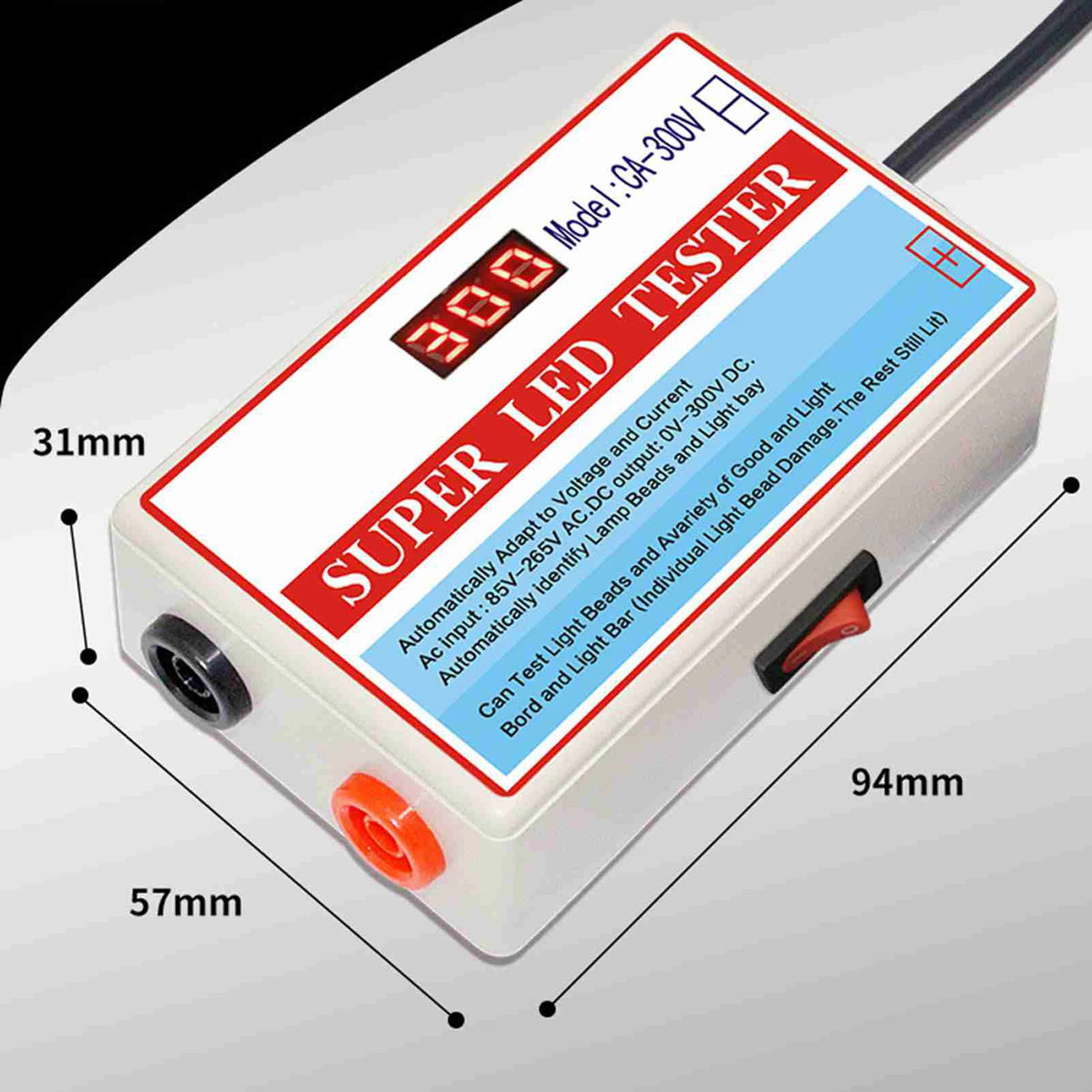 CA-300V Portable LED Lamp Beads Light Bar TV Backlight Tester LED Strips Beads Lamp Board Test Tool Capacitance Diode Voltage
