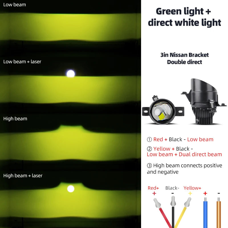 3.0Inch Led Projector Laser Lens Fog Lamp White Light 6000K 4300K H11 HB3 9005 Led Canbus Car Headlight Bulb Bi-led Fog Lights