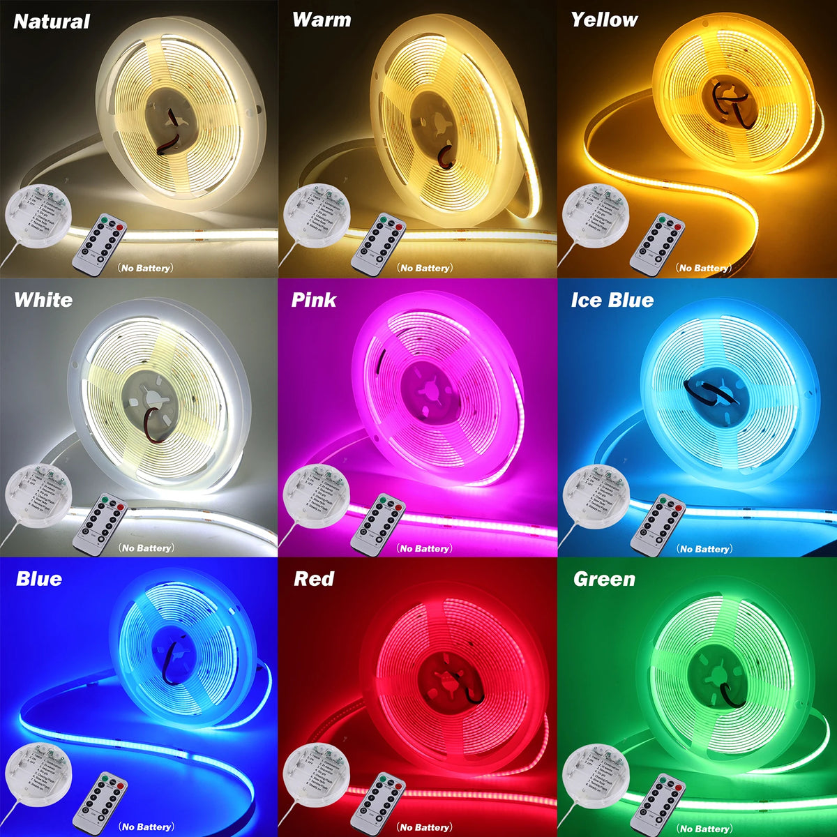 Dimmable 5V COB LED Strip Light 8 Modes 3AA Battery Box With