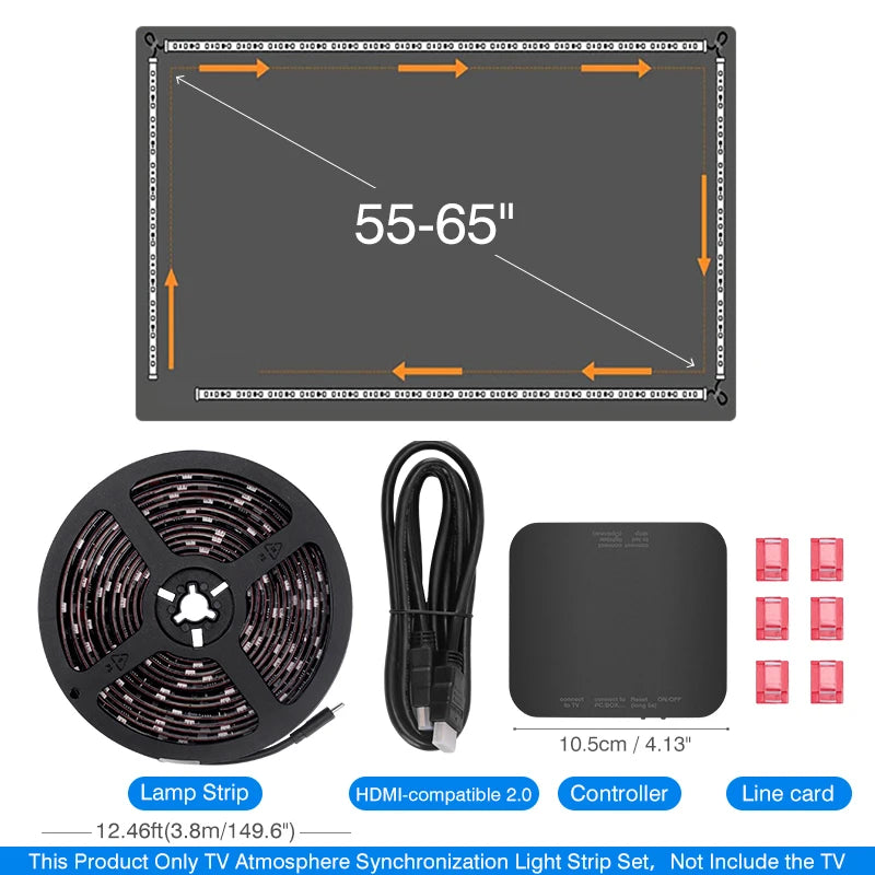 Christmas Ambient TV LED Backlight Sync to Screen For 40-130 Inch Real-Time Sync Light Strip For 4K HDMI-Compatible 2.0 Device