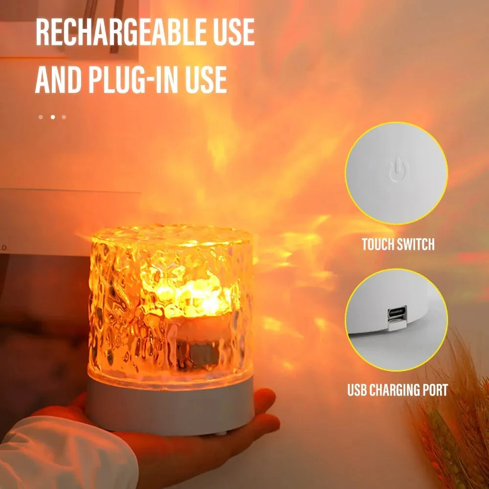 Rechargeable 16 Color LED Water Ripple Projector Night Light