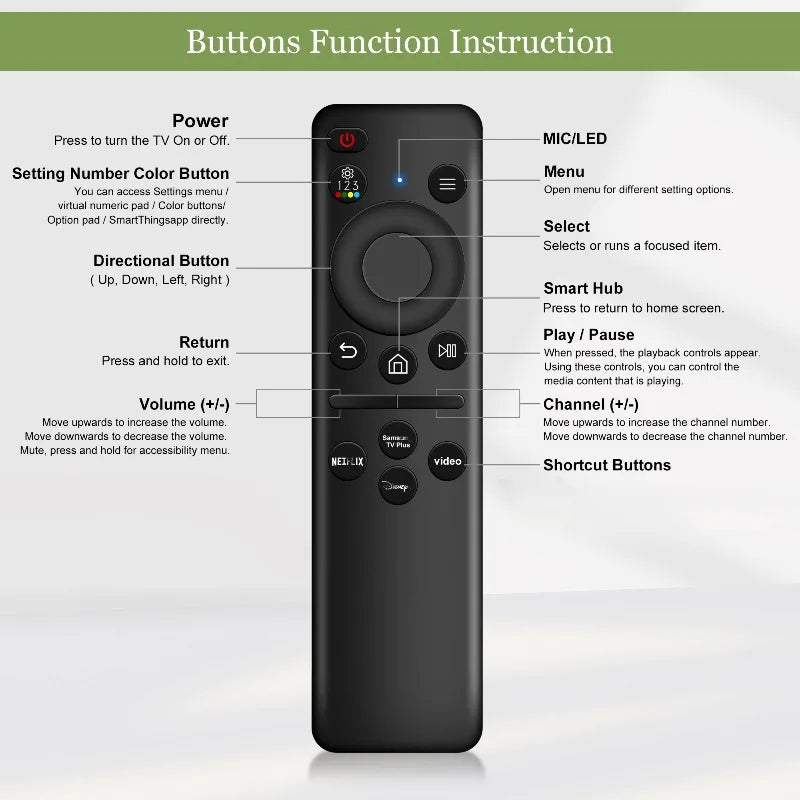 Remote Control for Samsung Smart TV BN59-01385A/B BN59-01432