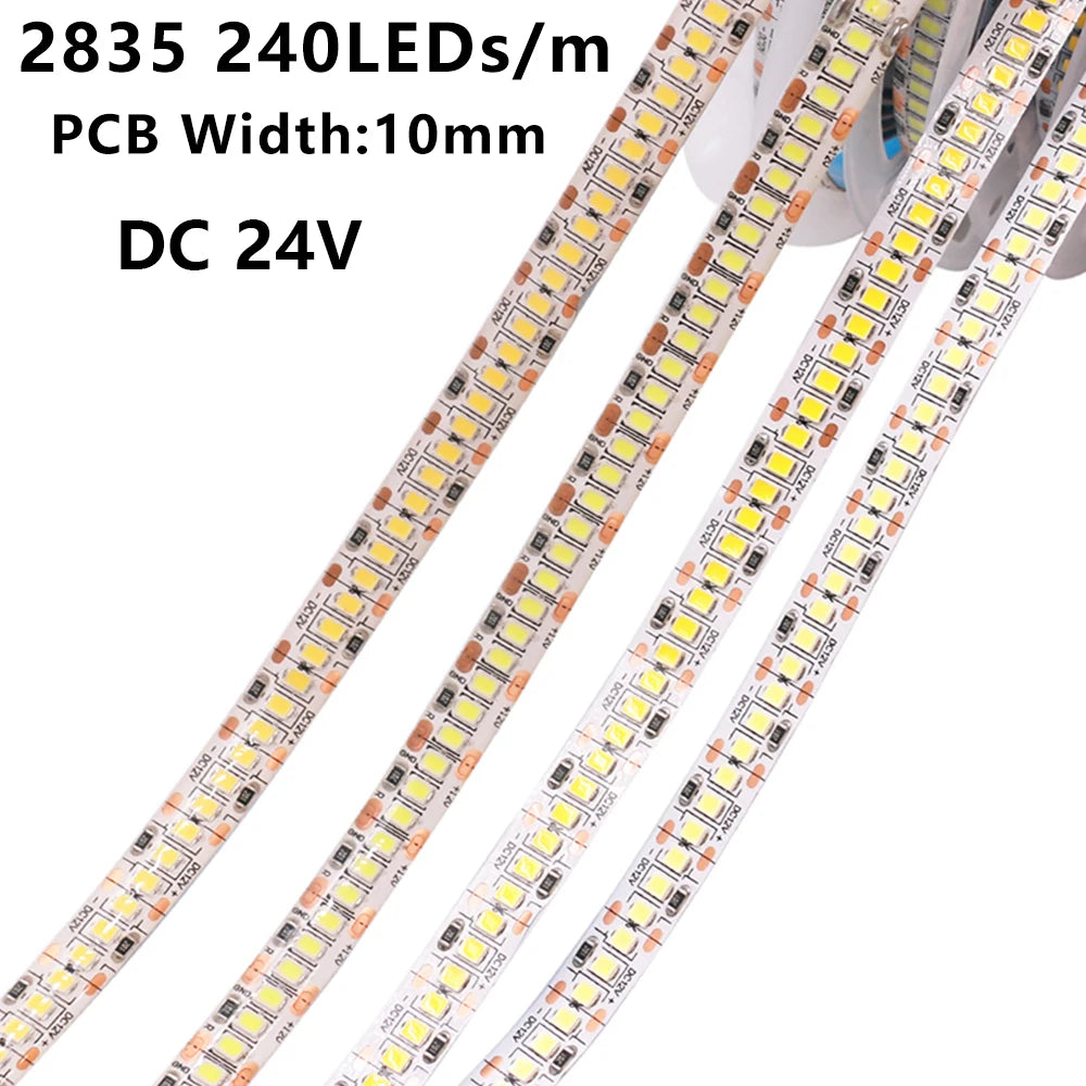 DC 5V 12V 24V Led Strip SMD 2835 120 180 240 LEDs/m Diode Tape 3mm 4mm 8mm 10mm PCB Flexible LED Ribbon TV Backlight for Bedroom