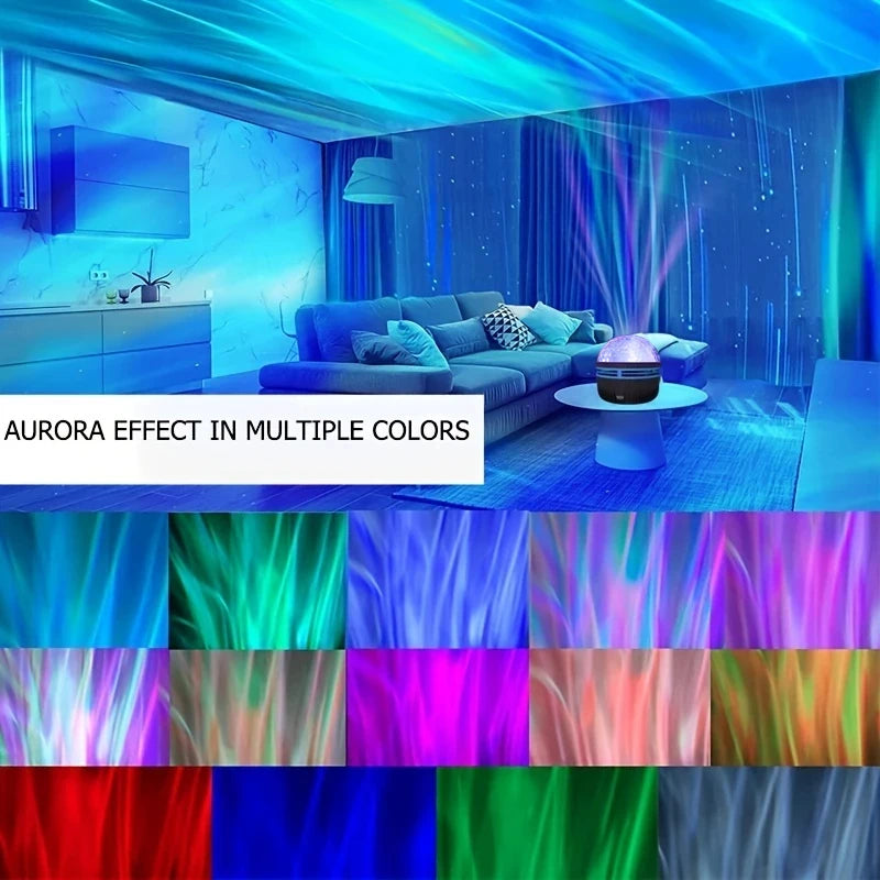 LED Starry Galaxy Ocean Wave Projector RGB Smart Remote Cont