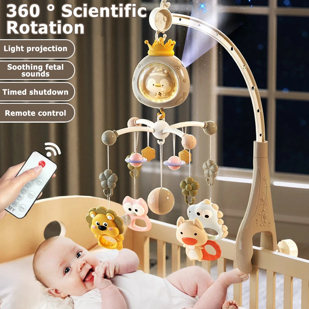 Baby Crib Mobile with Projector and Night Light Remote Contr
