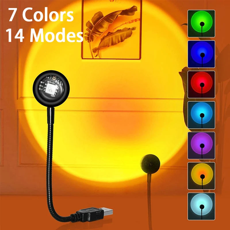 USB LED Sunset Lamp Ambient light Projector Photography Wall