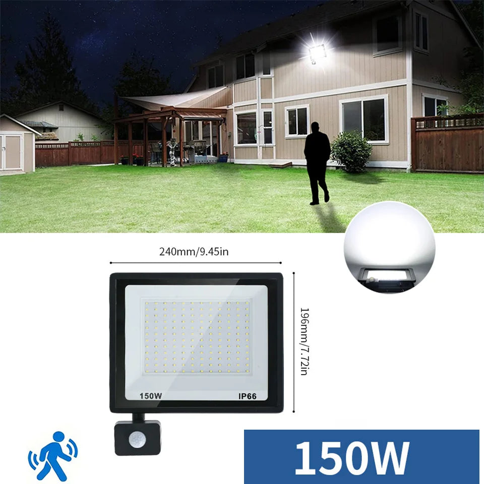 LED Floodlight Motion Sensor AC220V AC110V 10W-300W Waterproof Outdoor Projector Exterior Spotlight Outdoor lamp Wall Reflector