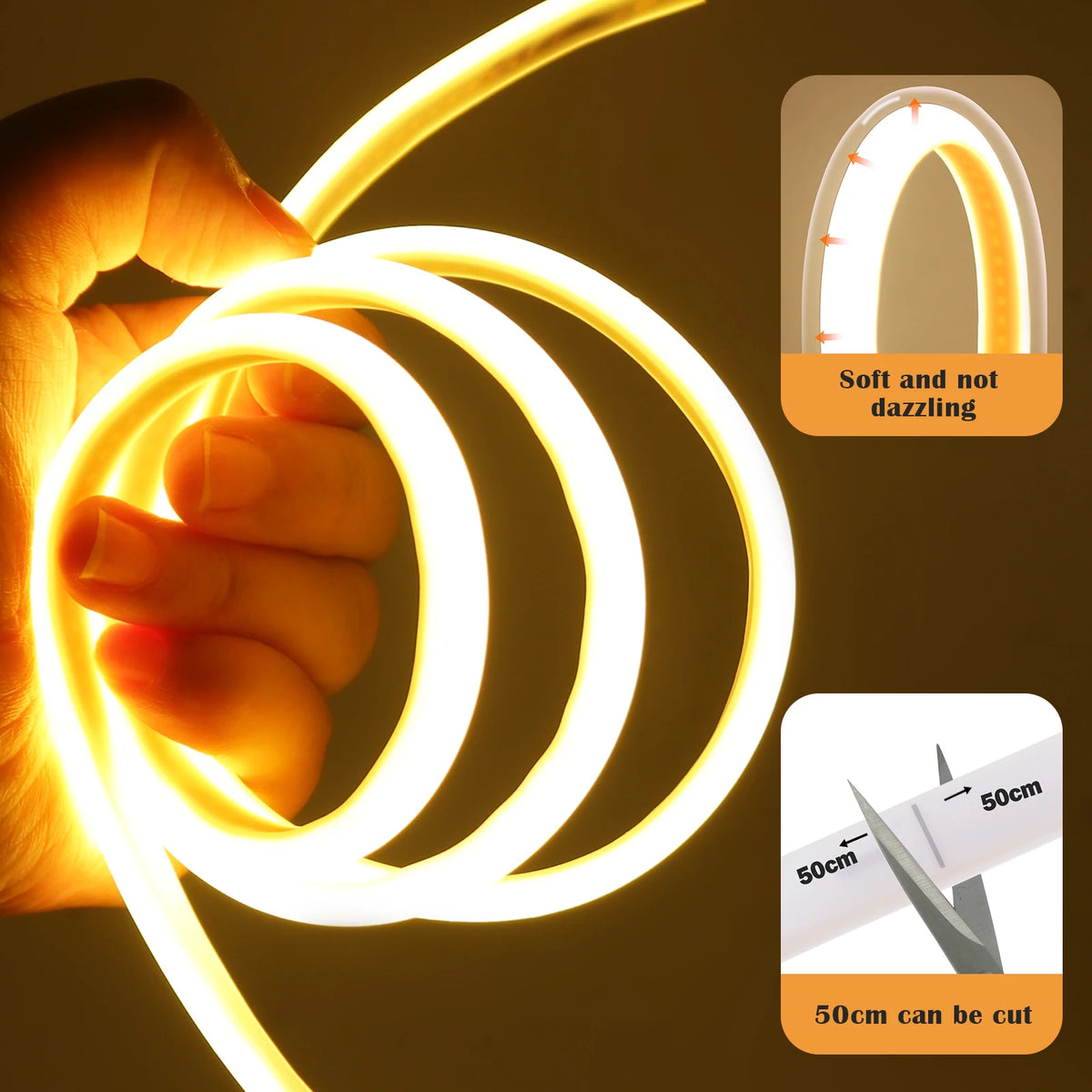 110V 220V COB LED Strip RA90 Super Bright 288LEDs/m Flexible