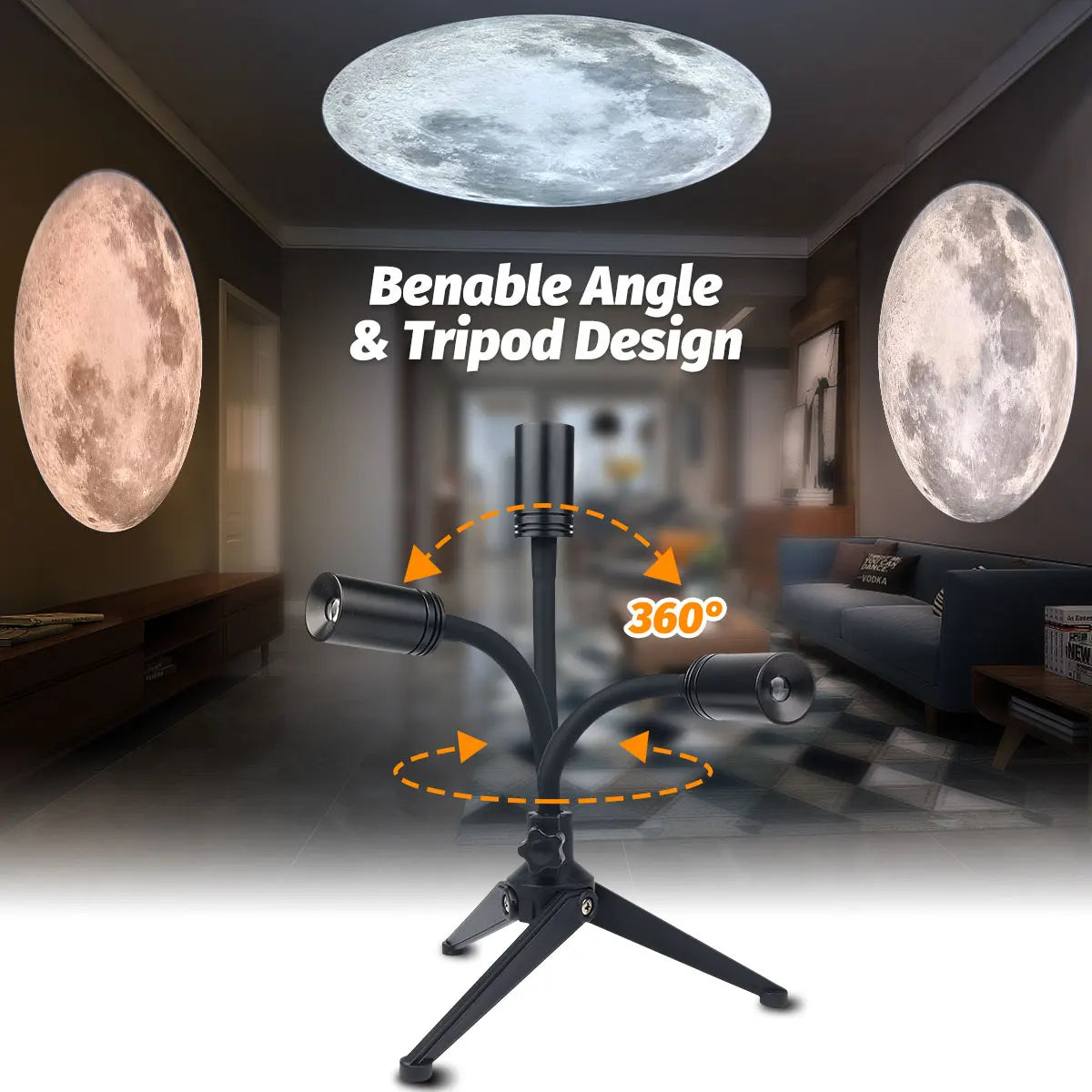 Upgrade Non-Fade Moon Projector Night Light USB 3 Lighting Colors Moon Lamp Brightness Adjustable Atmosphere Wall Ceiling Decor