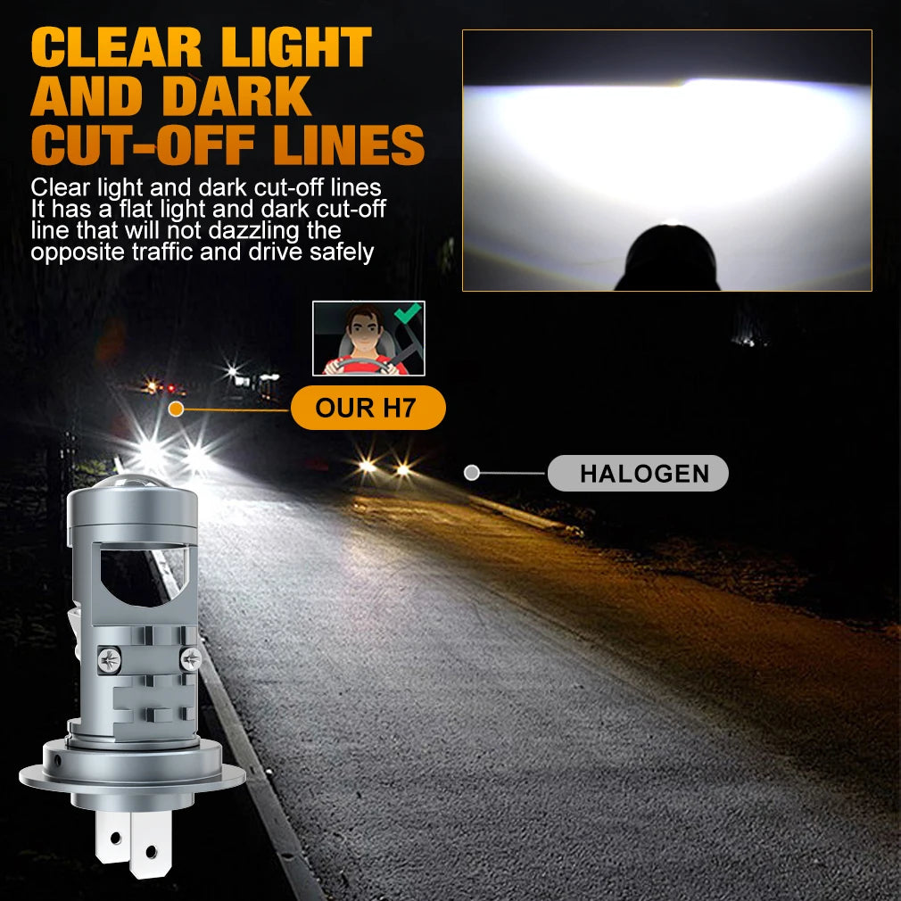 XSTORM H7 LED Headlight Lens Projector 80W 30000LM Car Light