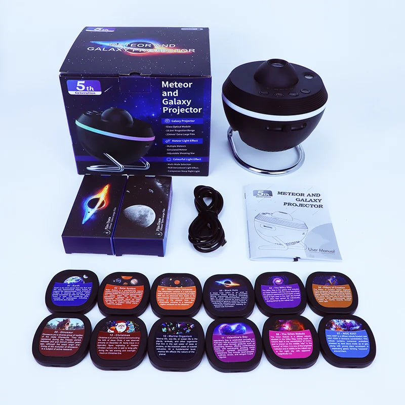 Newest Meteor 13 in 1 Ultra Clear Galaxy Projector Ultra Clear Night Light Lamp Rotary Space Ball Planetarium Projector Lights f