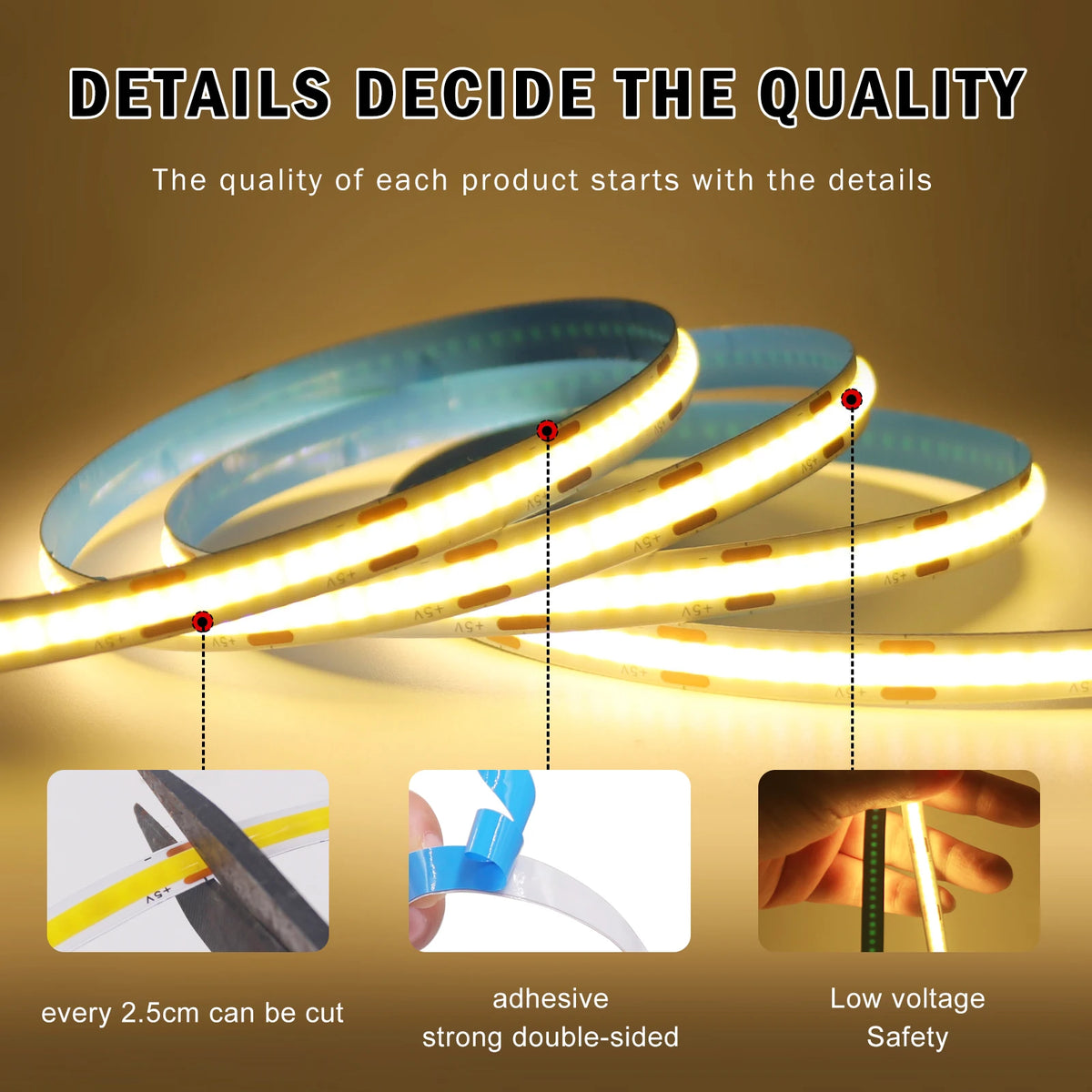 3AA Battery Box 5V COB LED Light Strip With Remote Blue Whit