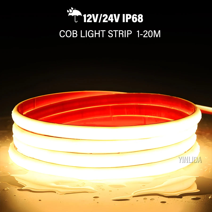 24V 12V IP68 COB LED Strip Waterproof 3000K4000K 6000K Neon 