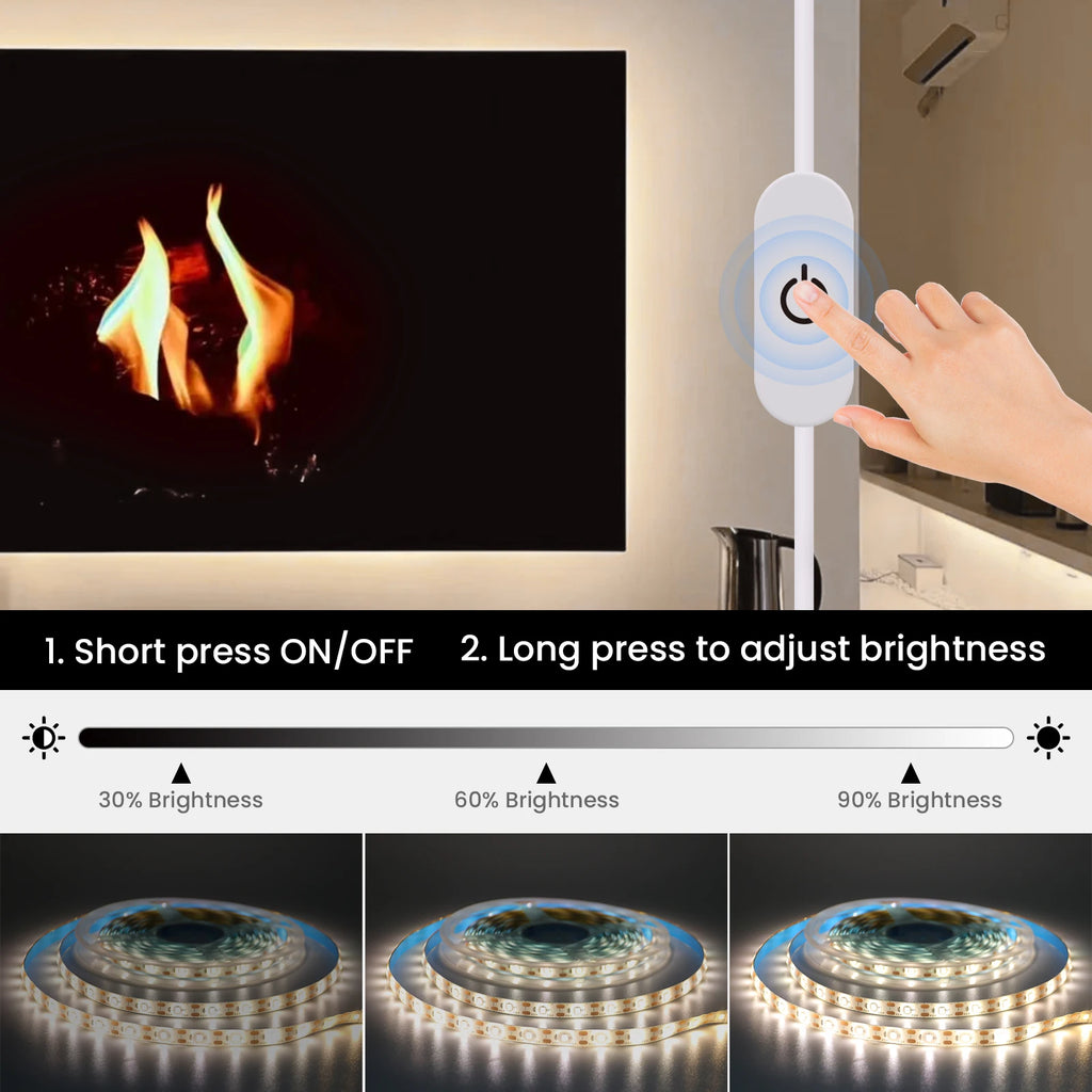 5V USB LED Strip Light with Dimmer Switch 2835 60LEDs Waterp