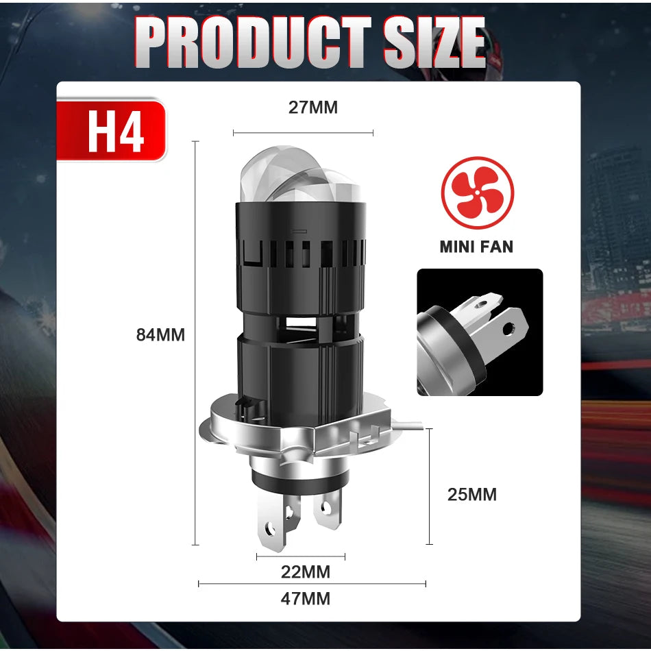 600000LM H4 LED Projector Lens Car Headlight Bulb Mini Bi LE