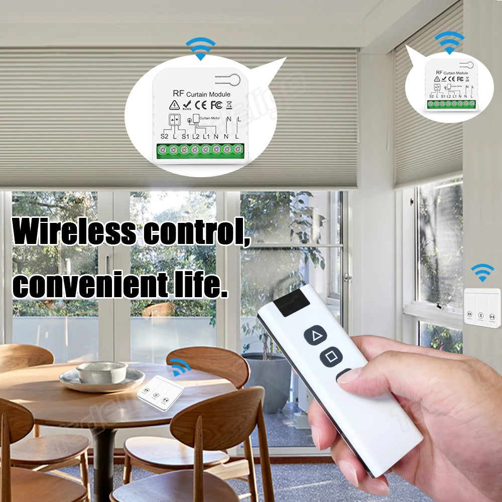 433Mhz RF Curtain Switch 110v 220v 10A Roller Blinds Shutter
