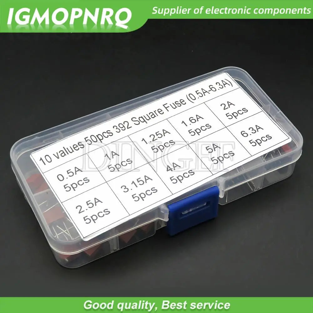 10values 50pcs Square Plastic Fuse 392 0.5A 500mA 1A 1.25A 1