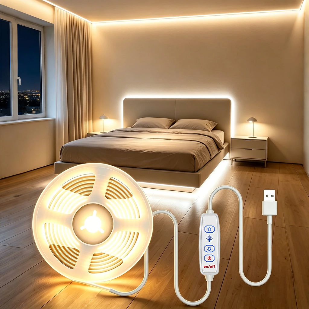 LED Strip Lights USB 5V COB Led Strip with Dimmer for Under 