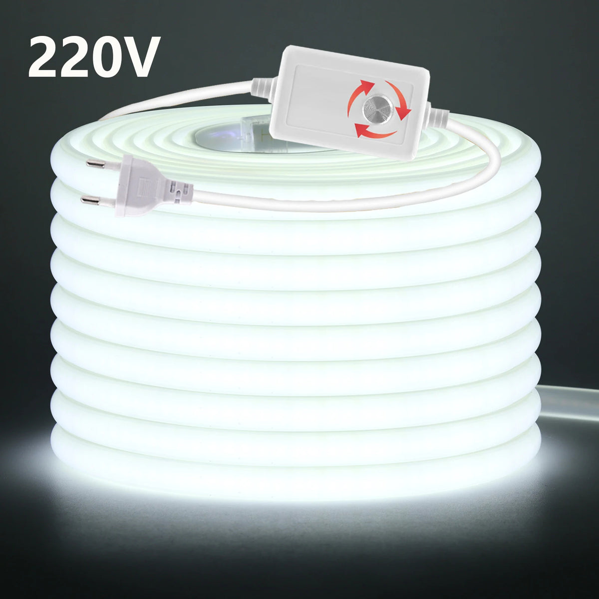 220V Dimmable COB LED Neon Strip Light With Switch/Dimmer EU