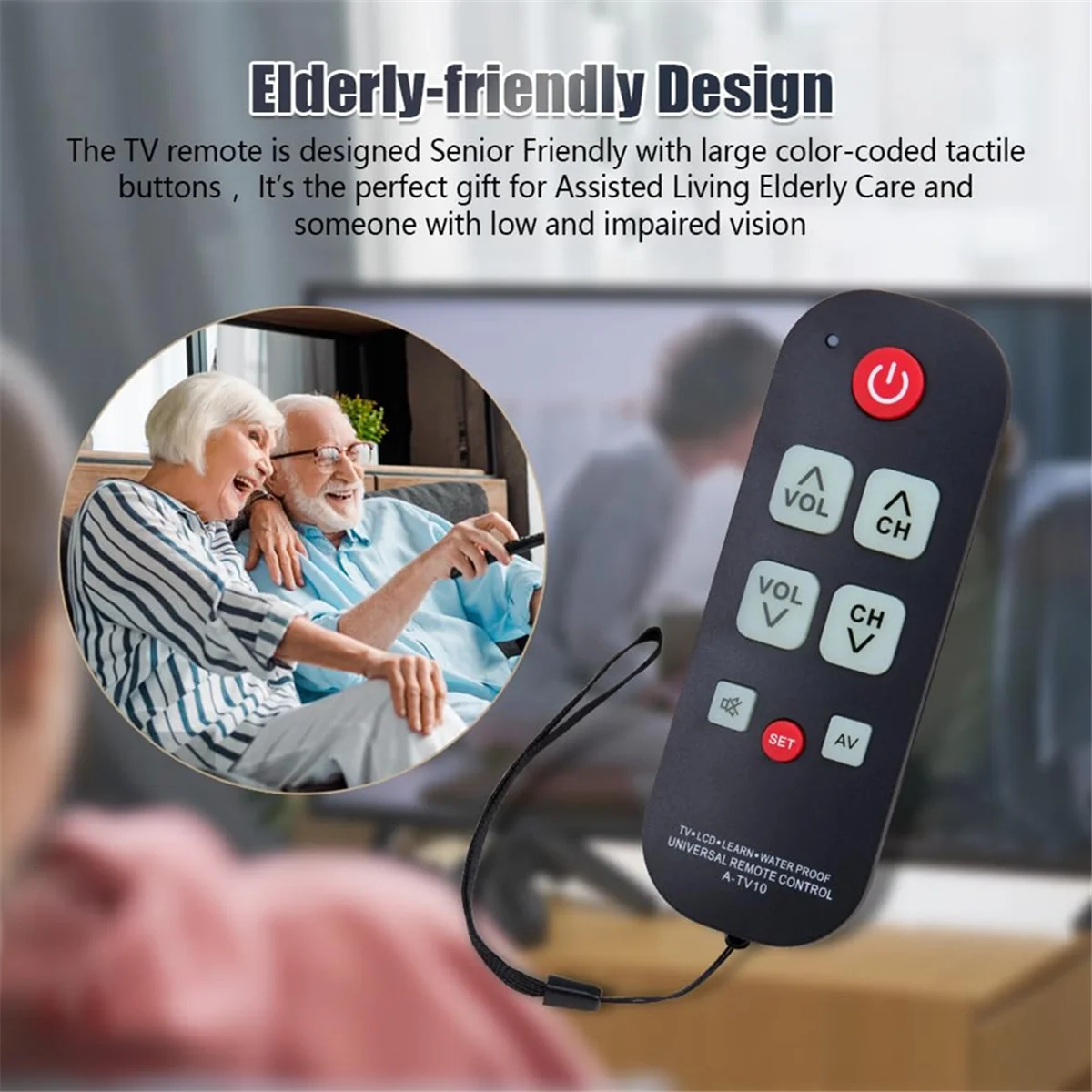 A73E-A-TV10 TV Remote for Seniors Universal Controller Simpl
