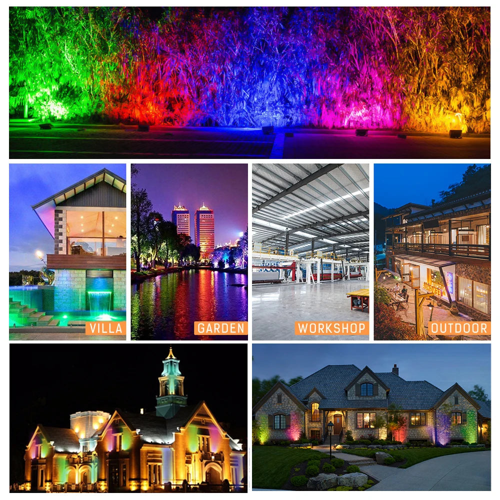 RGB Flood Light 100W 50W 30W 20W RGB Reflector IP68 Waterpro