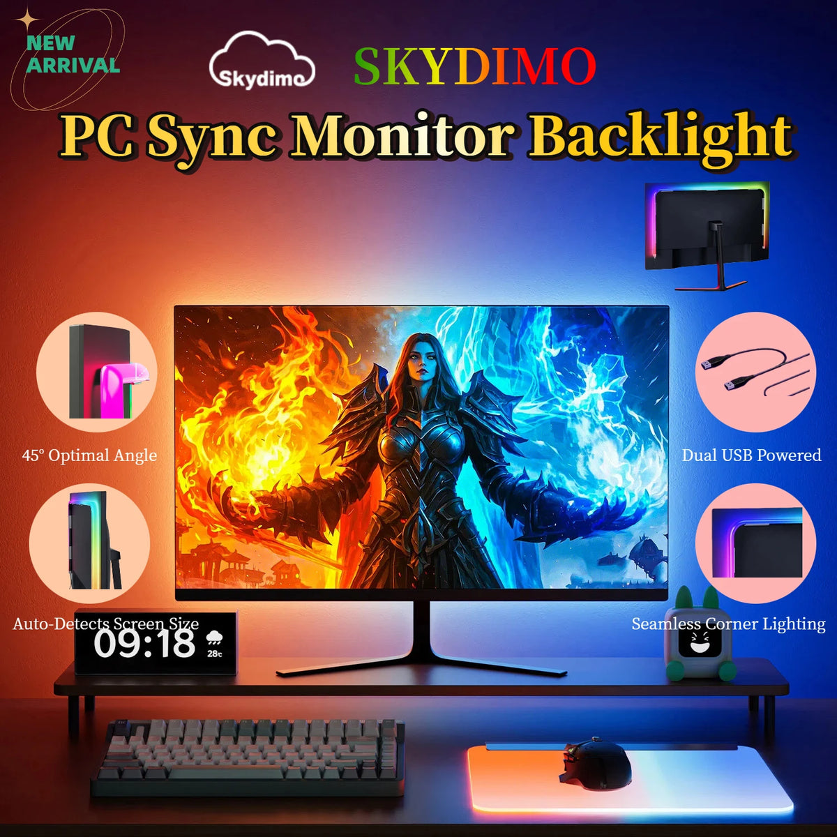 Upgrade RGB PC Backlight for 24-34 Inch Monitor Led Light wi