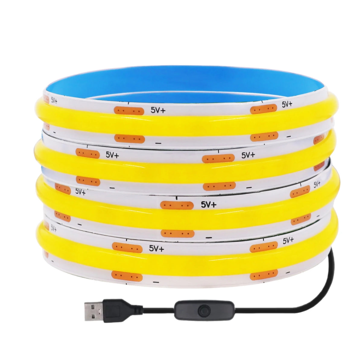 5V USB COB LED Strip with 2Pin Wire DC Plug 320leds/m Linear Dimmable Ribbon Tape Home Wardrobe Kitchen DIY TV Mirror Backlight