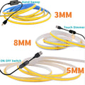 USB Dimmable COB LED Strip Light 3MM 5MM 8MM RA90 High Densi