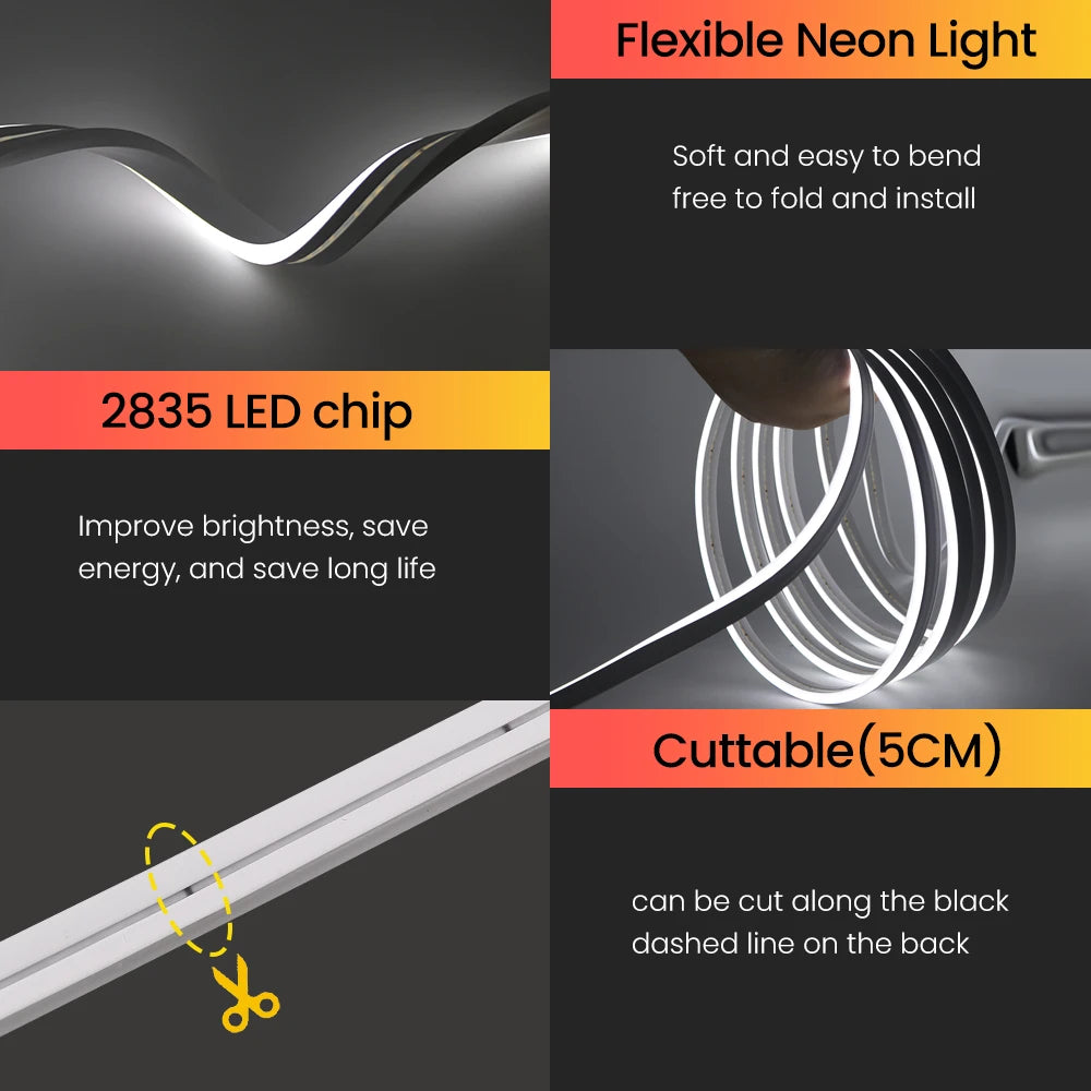 24V IP67 Waterproof Neon Strip SMD2835 1M-20M White/Blue/Pin
